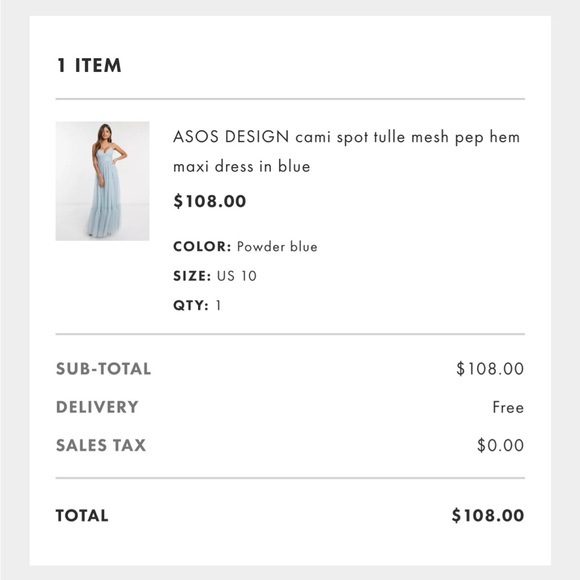 Powder blue ASOS design cami spot tulle mesh pep hem maxi dress - Picture 7 of 7